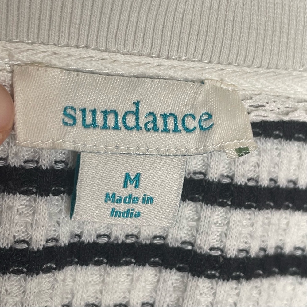 Sundance Striped Waffle Knit Thermal Minimalist Comfy Cozy in Black/White M - Picture 8 of 9